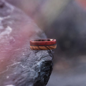 Redwood & Zebrawood wedding band, Black tungsten wooden ring, Wooden ring for men, Men's wedding band ring GSP11-01J-7