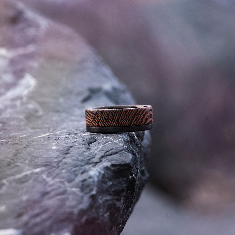 Wood Wedding Band Snakewood & Black Tungsten Wedding Band Ring GSP1001J BOBO BIRD