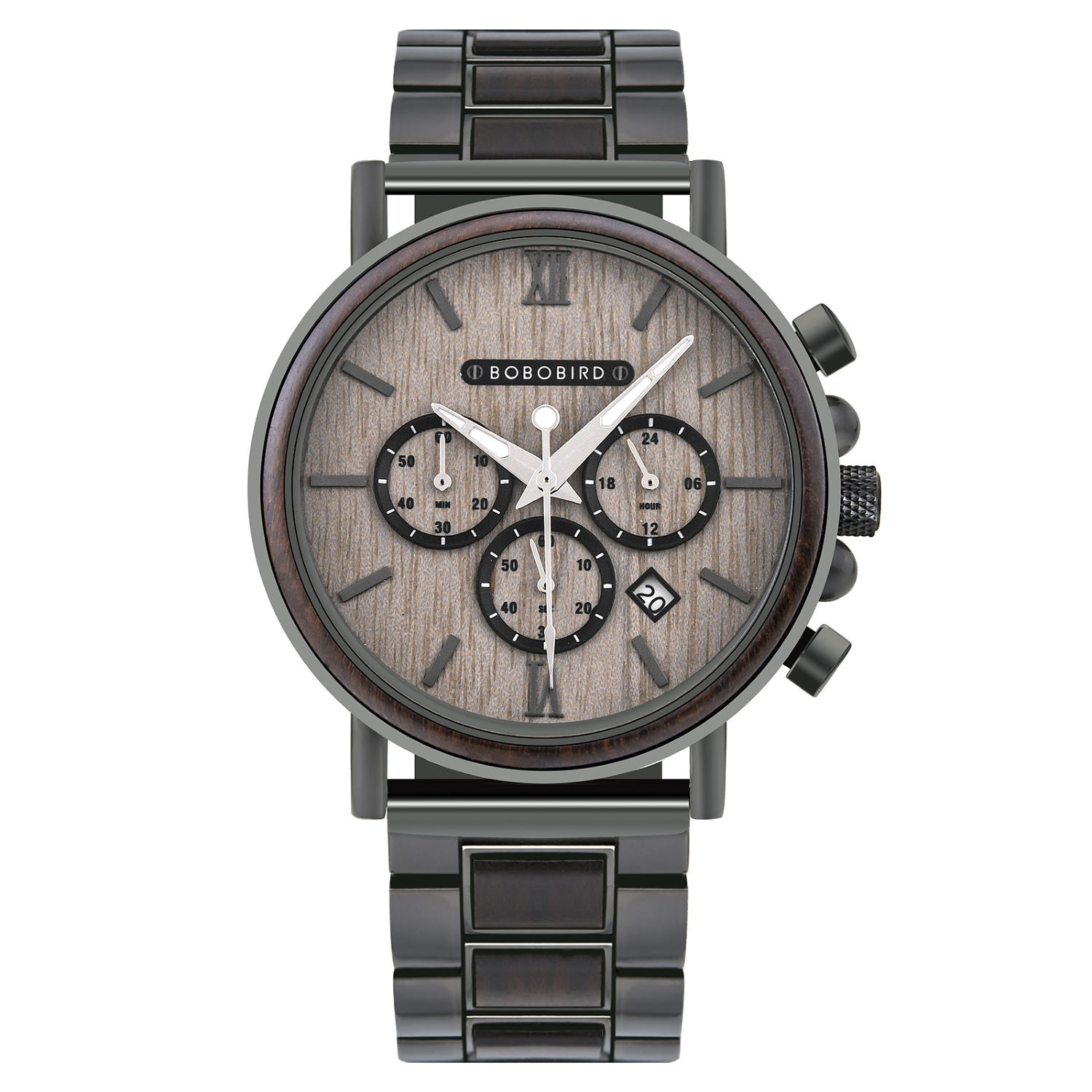 Engraved Wooden Watch For Men Top Brand Luxury Chronograph Military Quartz Watches GT050-2A