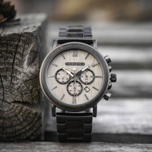 Reloj de madera grabado para los hombres de la marca superior de lujo cronógrafo militar de cuarzo relojes GT050-2A
