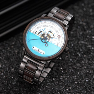 Personalized Automatic Mechanical Handmade Wooden Watches Aviation Military Style Ebony Watch GT043-1A