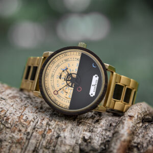 Personalized Automatic Mechanical Handmade Wooden Watches Aviation Military Style Ebony Watch GT043-2A