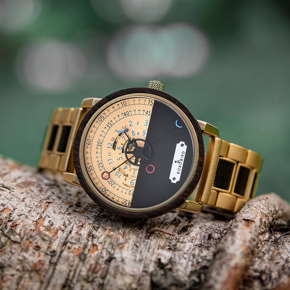Personalized Automatic Mechanical Handmade Wooden Watches Aviation Military Style Ebony Watch GT043-2A-12 Personalized Automatic Mechanical Handmade Wooden Watches Aviation Military Style Ebony Watch GT043-2A-12