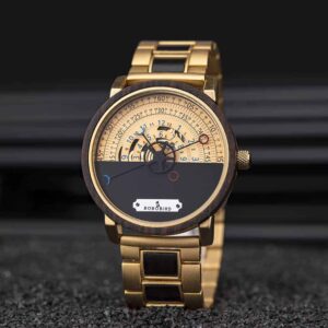Personalized Automatic Mechanical Handmade Wooden Watches Aviation Military Style Ebony Watch GT043 2A 14