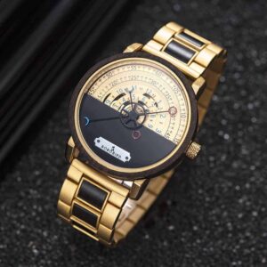 Personalized Automatic Mechanical Handmade Wooden Watches Aviation Military Style Ebony Watch GT043-2A-15