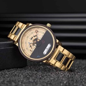 Personalized Automatic Mechanical Handmade Wooden Watches Aviation Military Style Ebony Watch GT043-2A-16