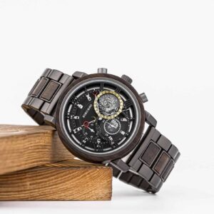 Personalized Wood Watch Ebony Chronograph Watch GT044-1A_15
