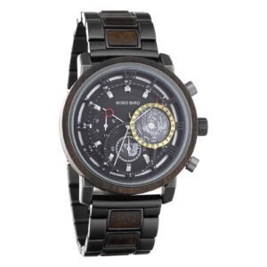 Personalized Handmade Wooden Watch Ebony Chronograph Watch GT044-1A