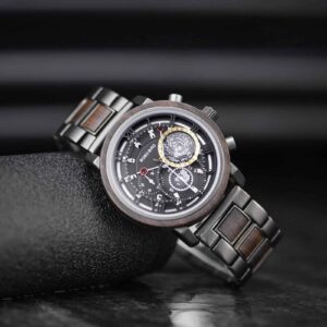 Personalized Wood Watch Ebony Chronograph Watch GT044-1A_6