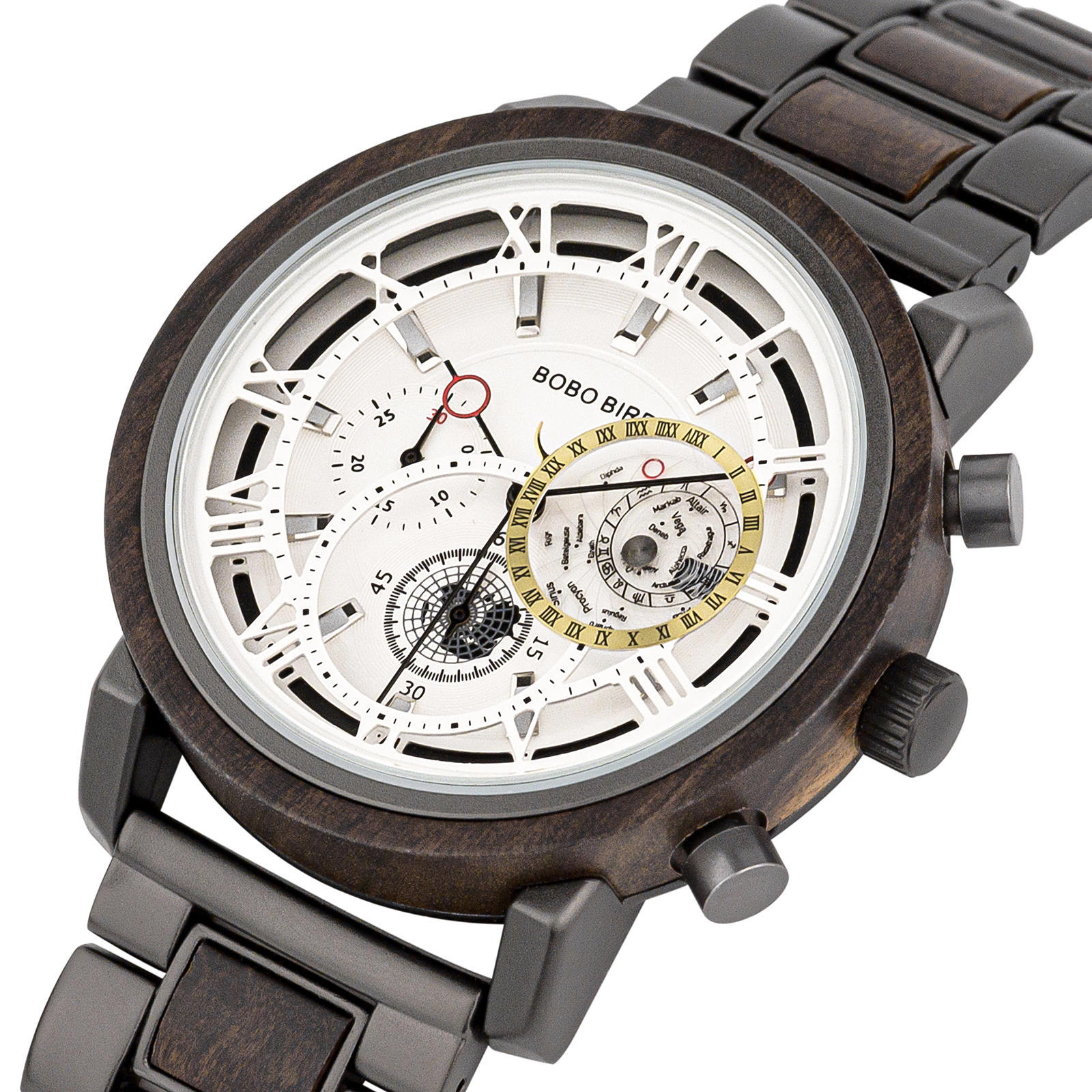 Personalized Wood Watch Ebony Chronograph Watch GT044-2A