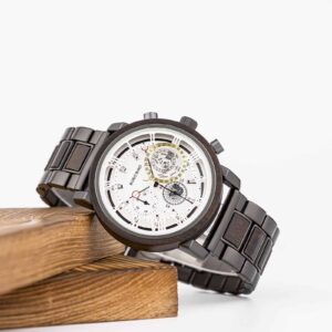 Personalized Handmade Wooden Watch Ebony Chronograph Watch GT044-2A