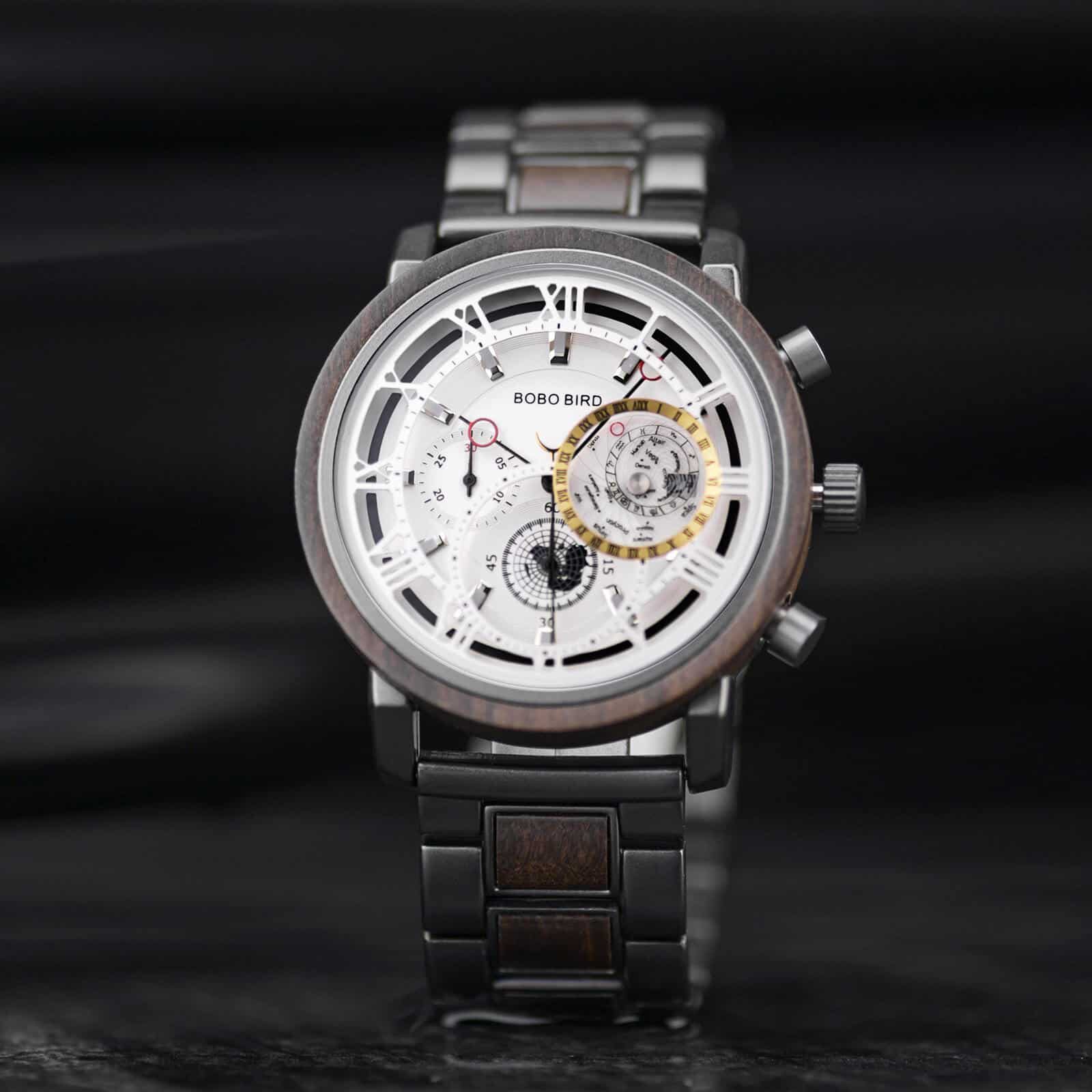 Personalized Wood Watch Ebony Chronograph Watch