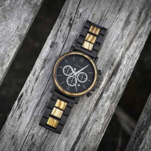 Reloj de madera grabado para los hombres de la marca superior de lujo cronógrafo militar de cuarzo relojes GT050-1A