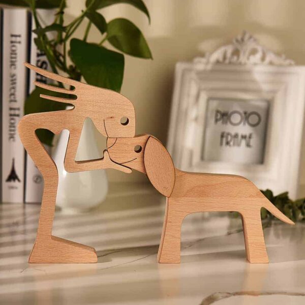 A Woman with Big Floppy Ears Dog Wood Sculpture, Gifts for Dog Lovers, Home Decor for Dog Lovers