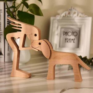 A Woman with Big Floppy Ears Dog Wood Sculpture, Gifts for Dog Lovers, Home Decor for Dog Lovers_3