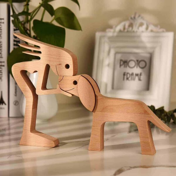 A Woman with Big Floppy Ears Dog Wood Sculpture, Gifts for Dog Lovers, Home Decor for Dog Lovers GPL00065
