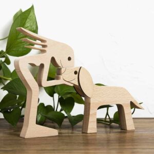 A Woman with Big Floppy Ears Dog Wood Sculpture, Gifts for Dog Lovers, Home Decor for Dog Lovers_4