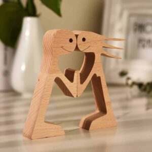 Couple Man and Woman Stand Wood Sculpture, Couple Wooden Carving Gifts Home Decor_2