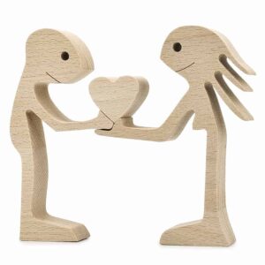 Couple Man and Woman with Heart Wood Sculpture Couple Wooden Carving Gifts Valentine Wooden Gifts Bessgear Unique Custom Valentine Gifts GPL00059