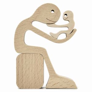 Dad with Children Wood Sculpture, Wooden Home Decor, Fathers Day gift for Him_4