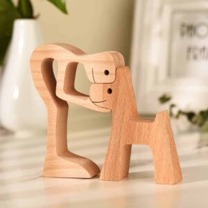 Man and Dog Wood Sculpture, Home Decor for Dog Lovers 3