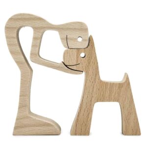 Man and Dog Wood Sculpture, Home Decor for Dog Lovers 4