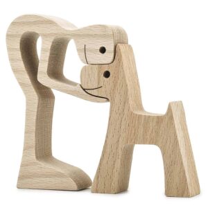 Man and Dog Wood Sculpture, Home Decor for Dog Lovers 5
