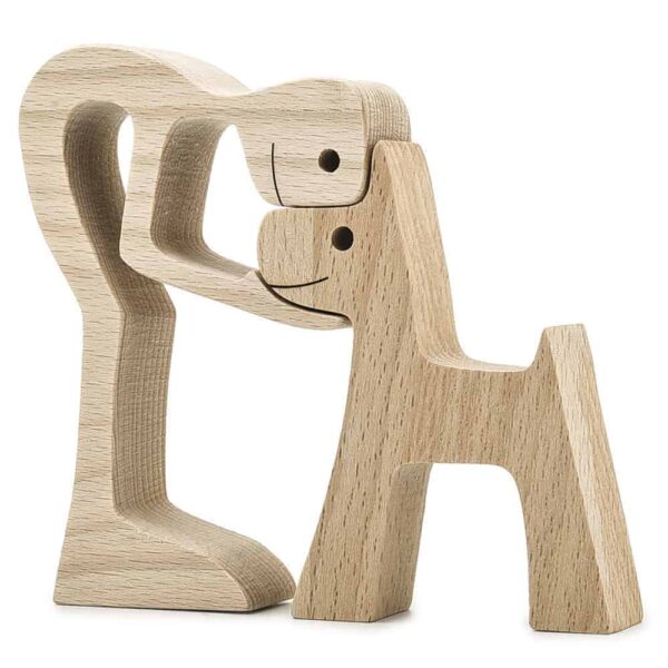 Man and Dog Wood Sculpture, Home Decor for Dog Lovers GPL00057