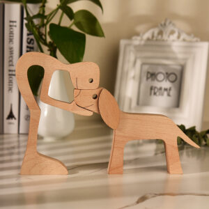 Man with Big Floppy Ears Dog Wood Sculpture_1