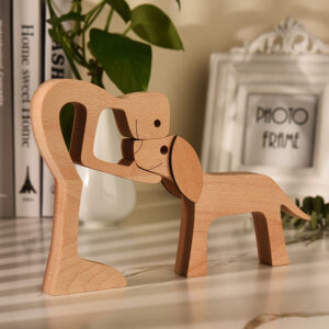 Man with Big Floppy Ears Dog Wood Sculpture_2