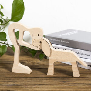 Man with Big Floppy Ears Dog Wood Sculpture_4