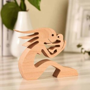 Mom and Children Wood Sculpture, Mothers Day Wooden Carving Gifts, Wooden Gifts for Wife Mom GPL00062
