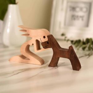 A woman a dog | Wood Sculpture | Carved Wood | Pet Lover Gift | Pet Memorial