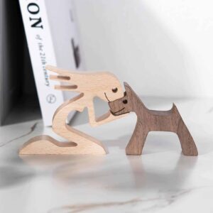 A woman a dog | Wood Sculpture | Carved Wood | Pet Lover Gift | Pet Memorial