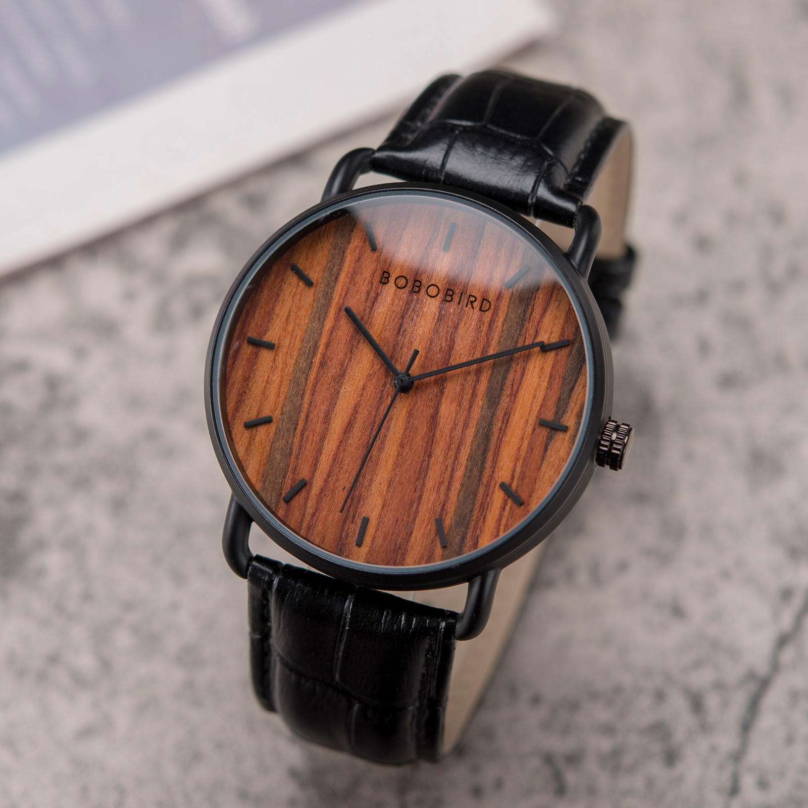 Relógio Clássico de Madeira Rosewood Black GT058-2A