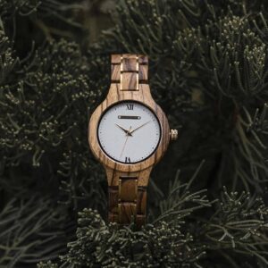 Wooden Watches for Women Natural Zebra Wood Glod - Sky