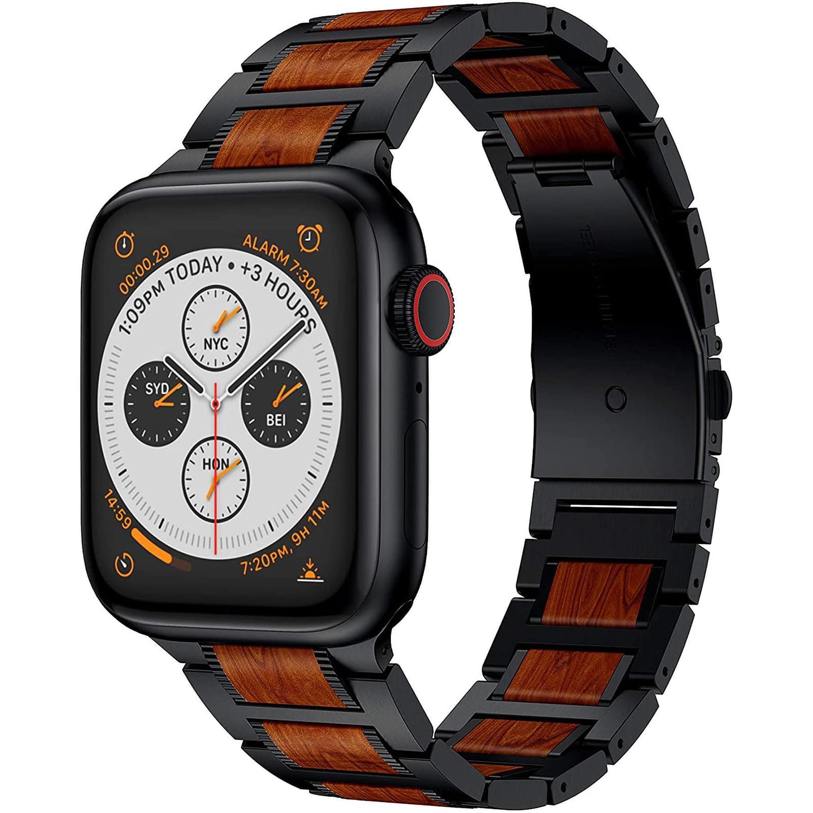 red sandalwood stainless steel metal band for apple watch Ruban apple watch metal bands 7