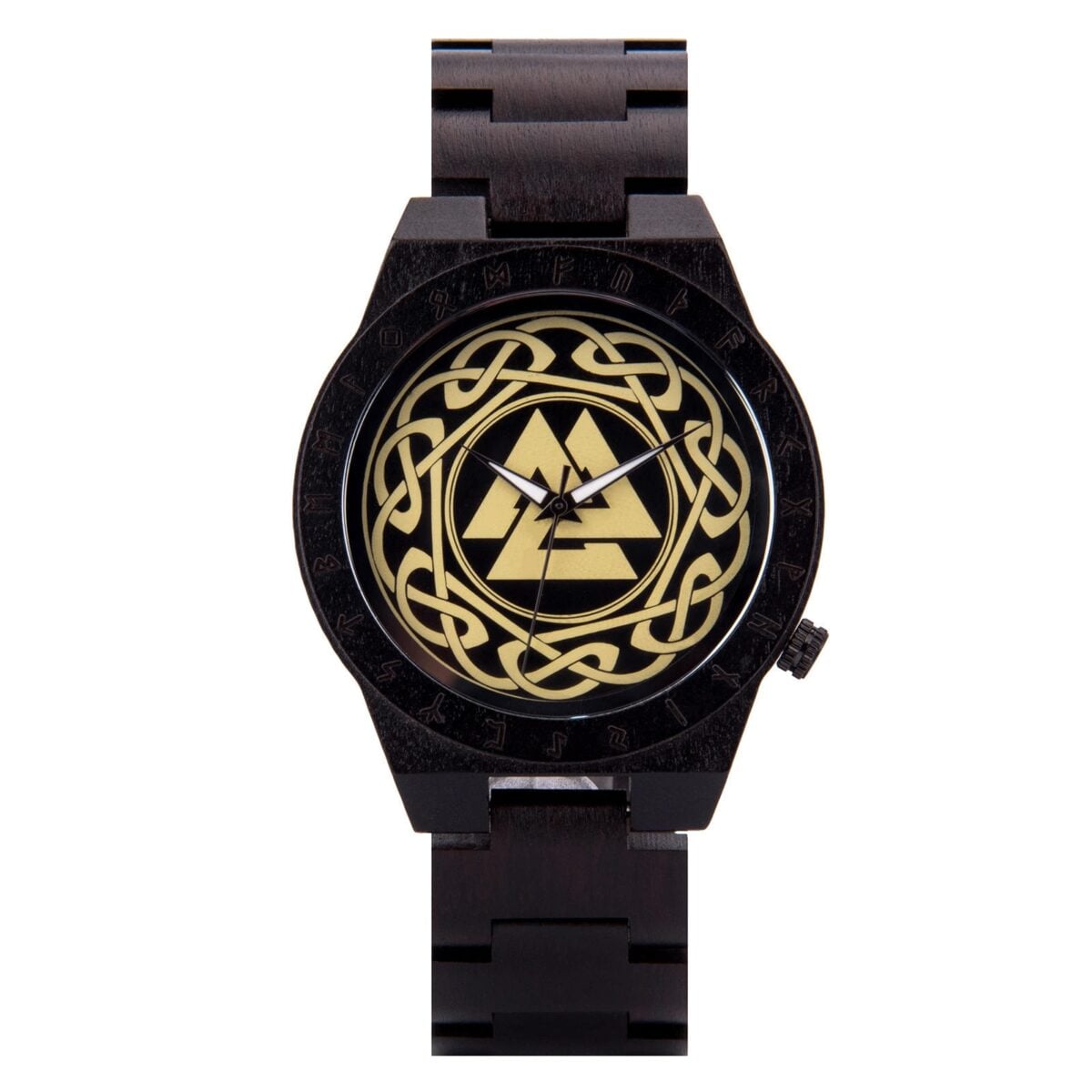 Valknut Handmade Engraved Wooden Watch T16-5_1 Valknut Handmade Engraved Wooden Watch T16-5_1
