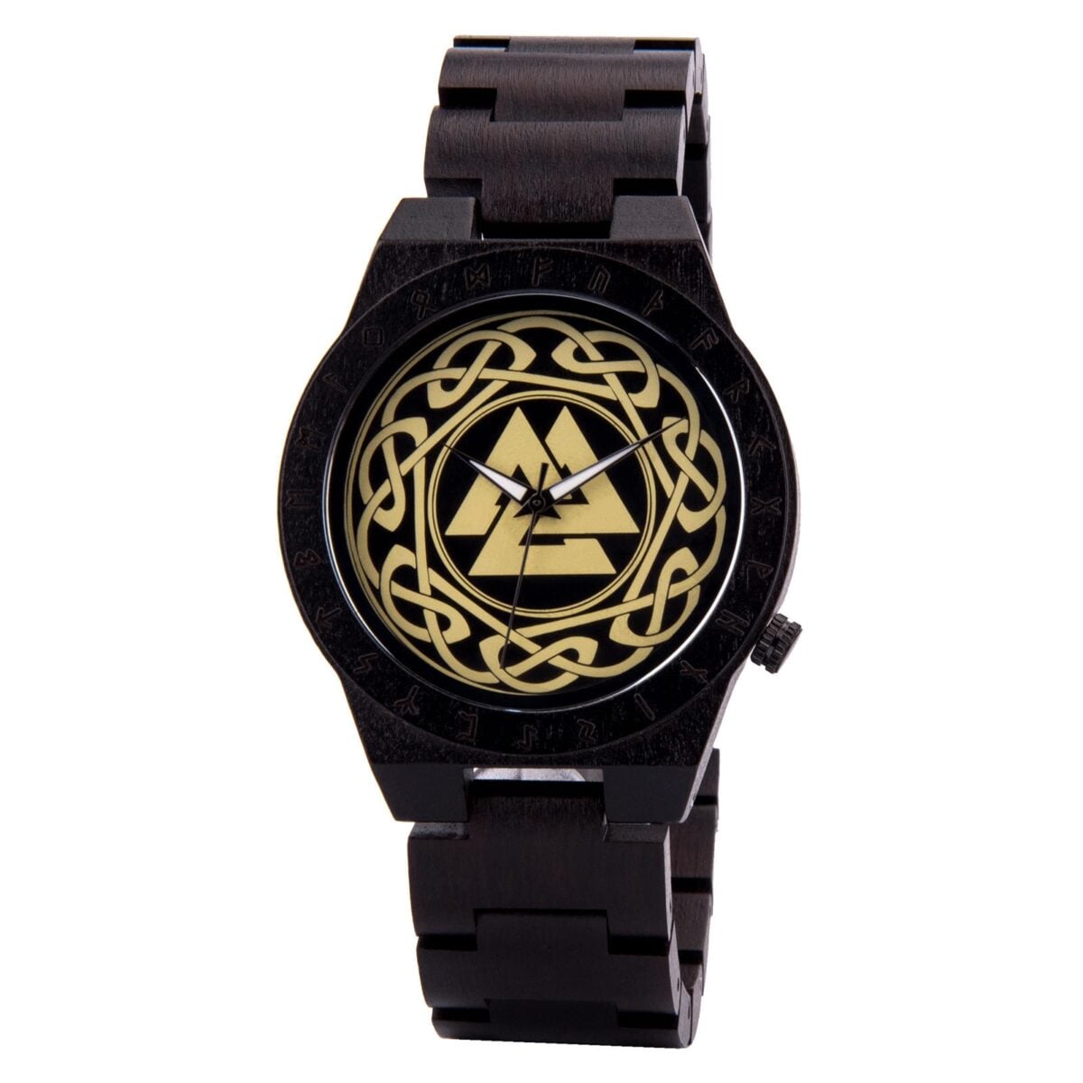 Valknut Handmade Engraved Wooden Watch T16-5_2 Valknut Handmade Engraved Wooden Watch T16-5