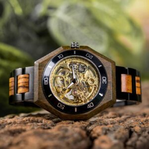 Wooden watches zebrawood automatic skeleton mechanical wooden watch T91-2