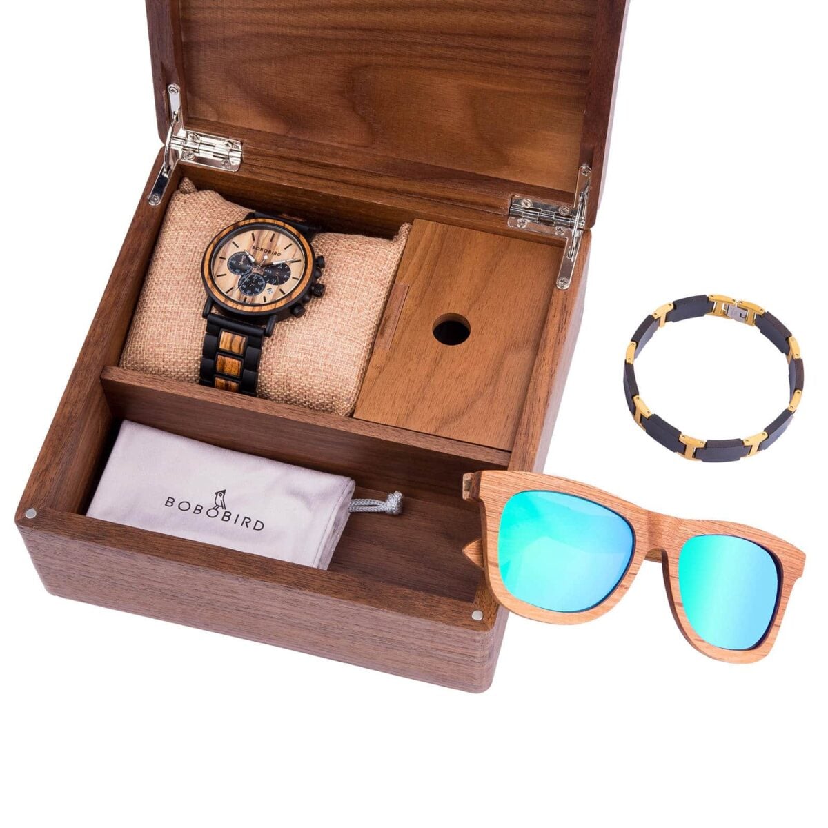Classic Handmade Zebra Wooden Watch + Sunglasses + Wooden Bracelet Gift Box Set_5 Classic Handmade Zebra Wooden Watch + Sunglasses + Wooden Bracelet Gift Box Set_5