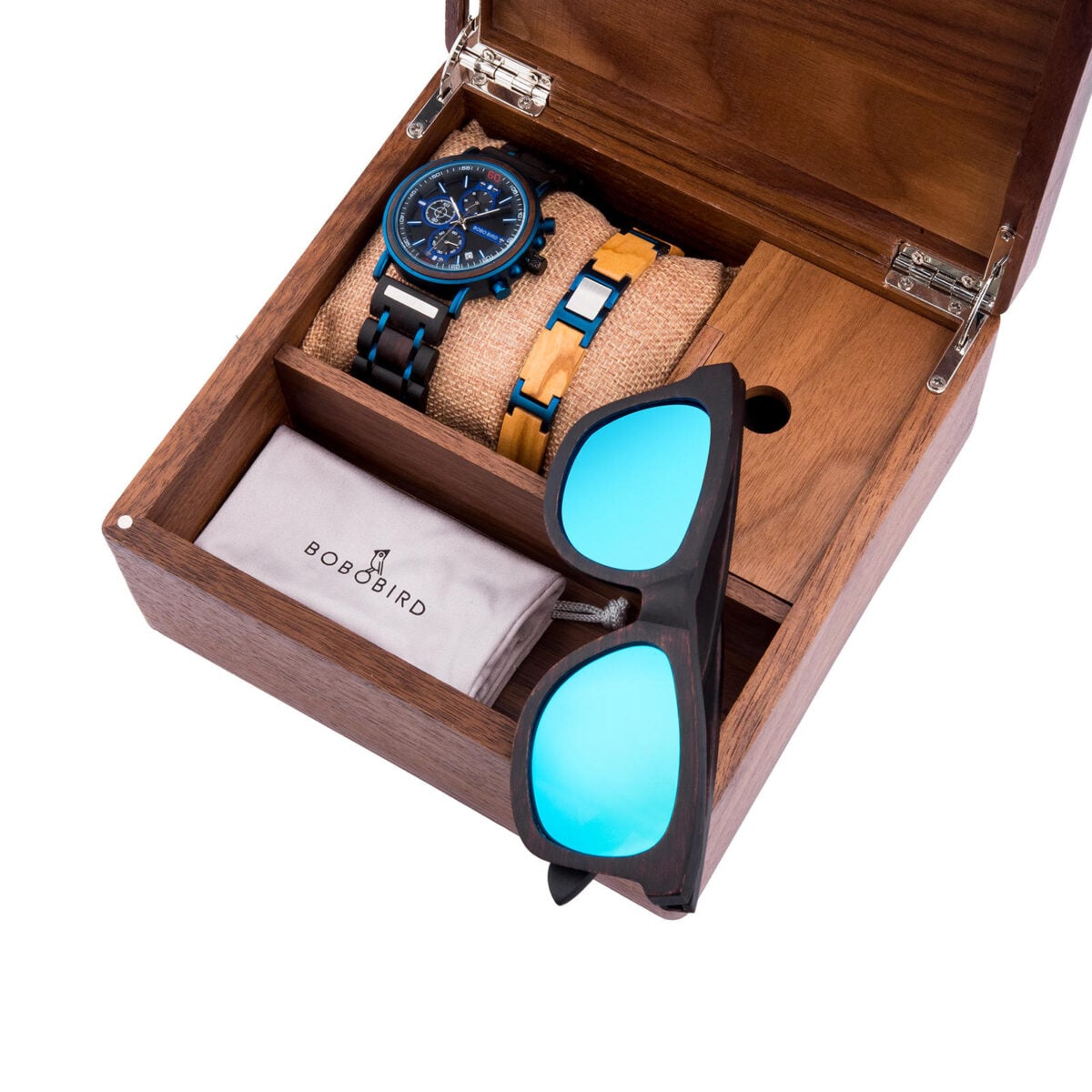 Natural Ebony Wooden Watch for Men + Sunglasses + Wooden Bracelet Gift Box Set_4 Natural Ebony Wooden Watch for Men + Sunglasses + Wooden Bracelet Gift Box Set_4