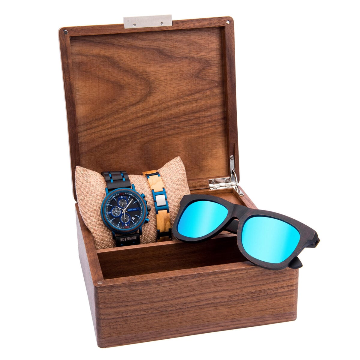 Natural Ebony Wooden Watch for Men + Sunglasses + Wooden Bracelet Gift Box Set_5 Natural Ebony Wooden Watch for Men + Sunglasses + Wooden Bracelet Gift Box Set_5