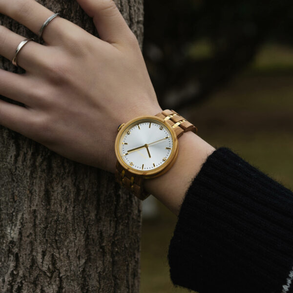 Wooden Watches For Women Natural Olivewood Silver - VICTORIA