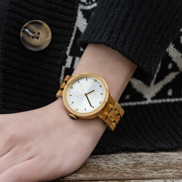 Wooden Watches For Women Natural Olivewood Silver - VICTORIA