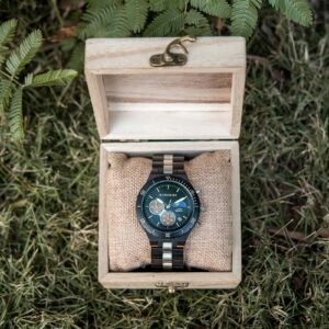 Classic Multifunctional Chronograph Moonphase Wooden Watch Ebony Black - Hunter