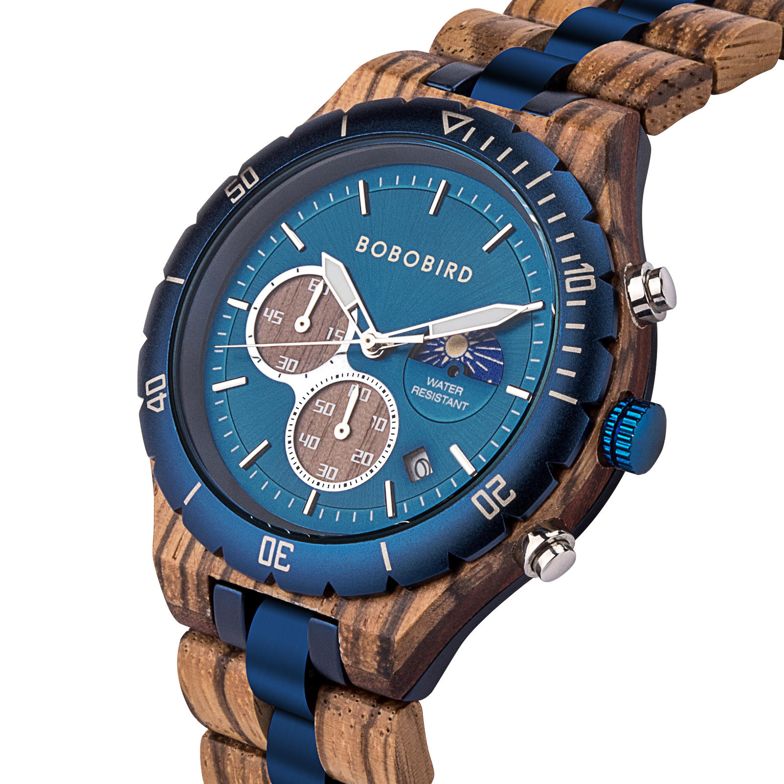 時計 bobo Hunter Zebrawood Blue | BOBO BIRD