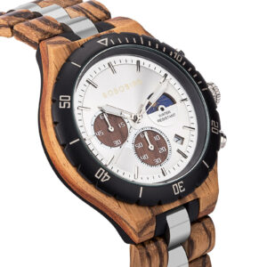 Classic multifunctional chronograph moonphase Wooden Watch Zebrawood - Hunter_4