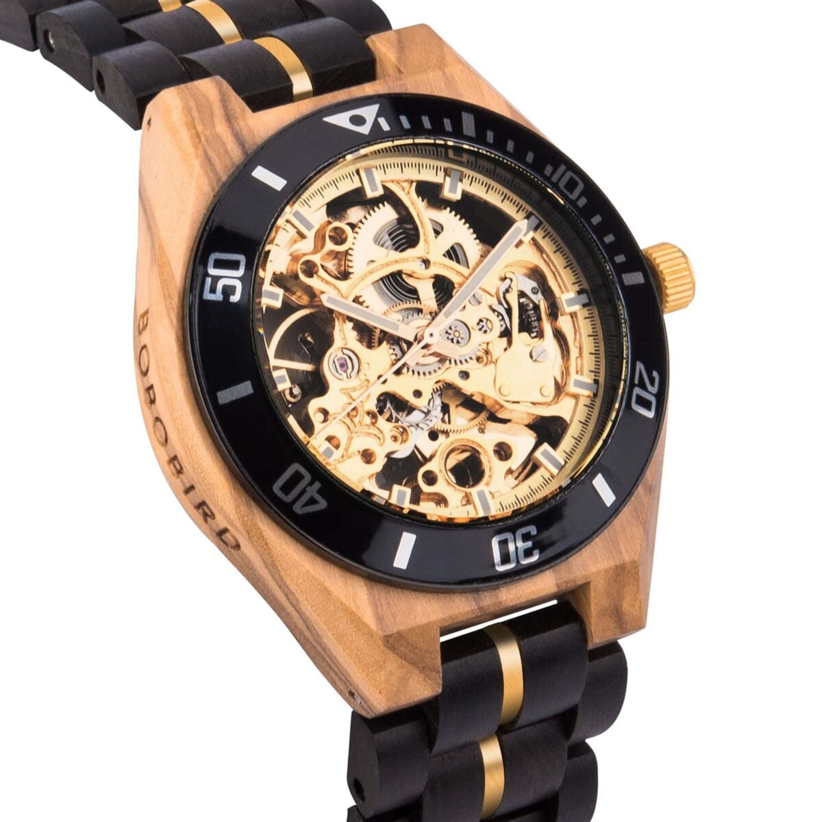 Skeleton Mechanical Wooden Watch Ebony Black - Rasalas_10 Skeleton Mechanical Wooden Watch Ebony Black - Rasalas_10