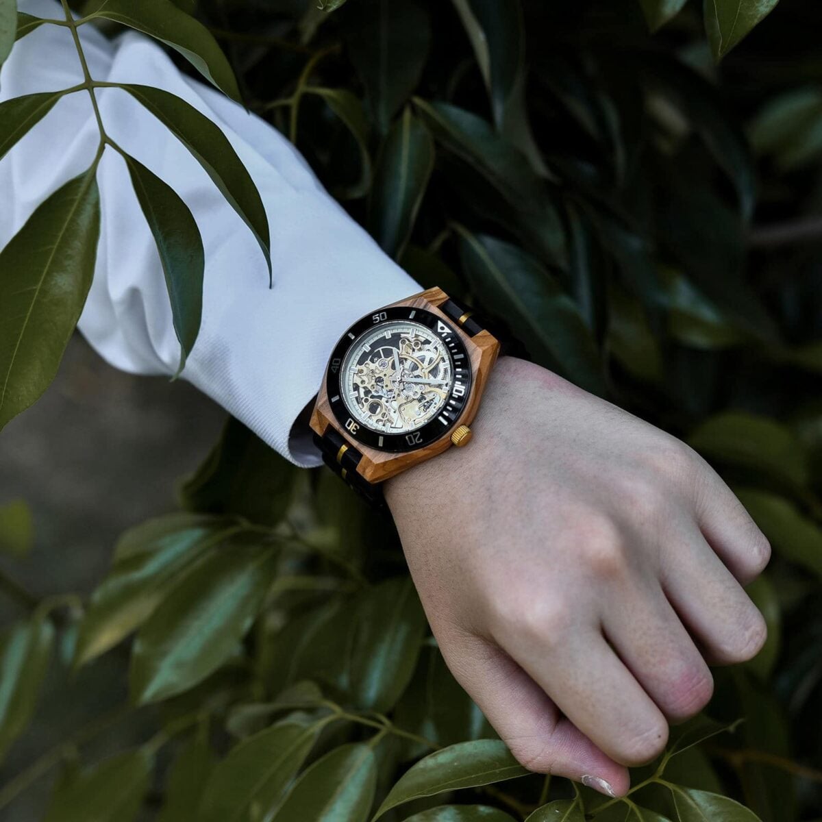 Skeleton Mechanical Wooden Watch Ebony Black - Rasalas_15 Skeleton Mechanical Wooden Watch Ebony Black - Rasalas_15